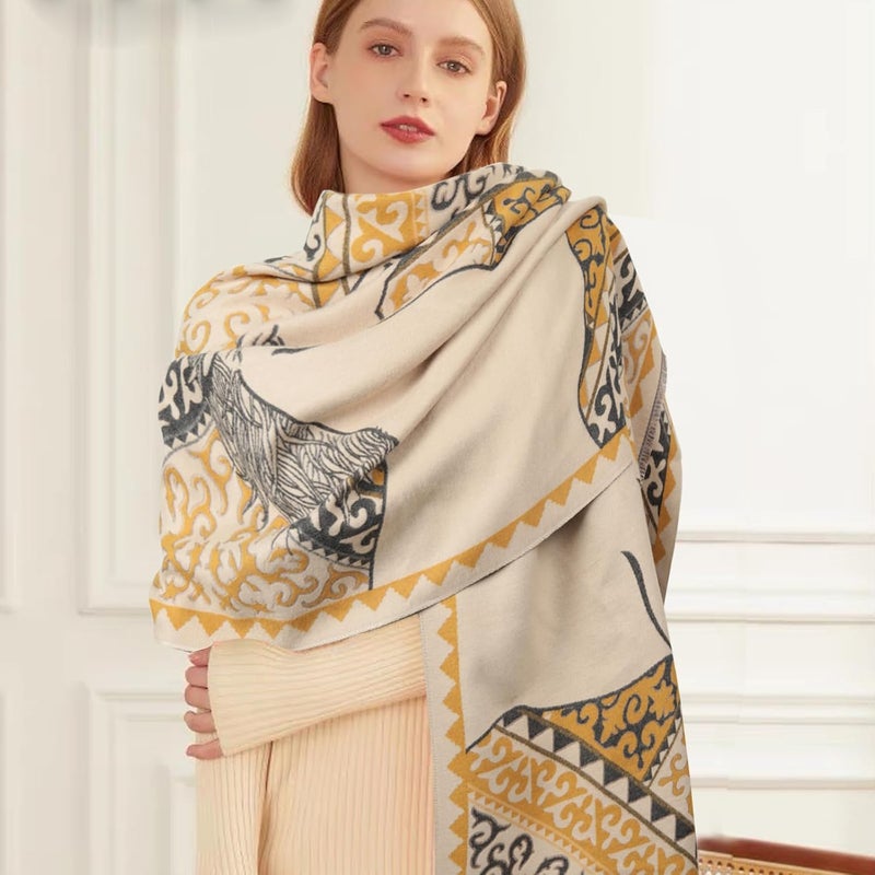 EXTREE Scarfs for Women Pashmina Silky Shawl Wrap for Evening Dressing Blanket Open Front Poncho Cape - Image 3